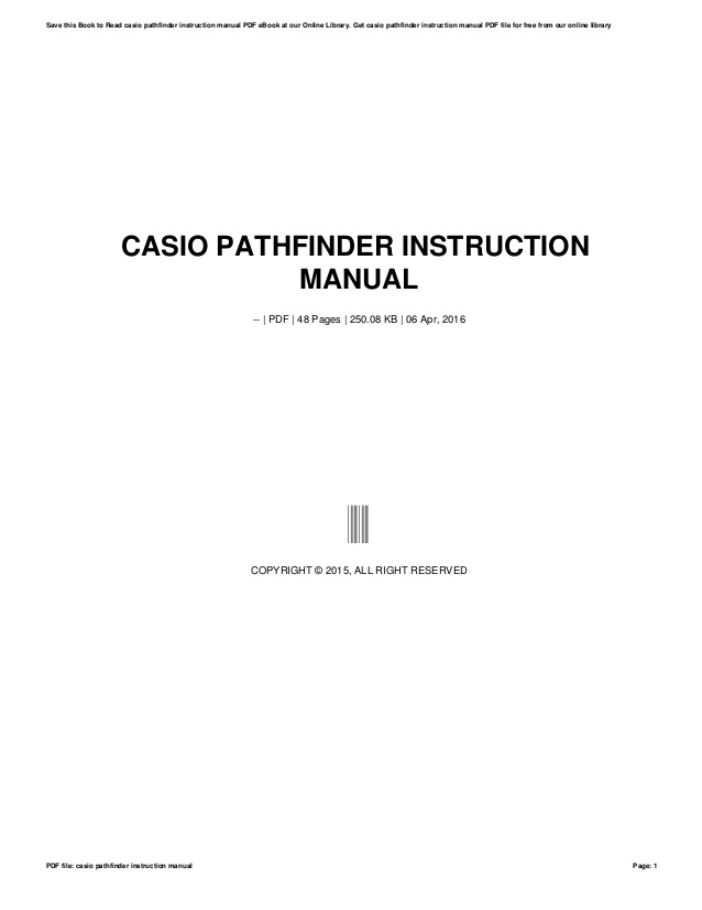 Casio pathfinder watch instruction manual